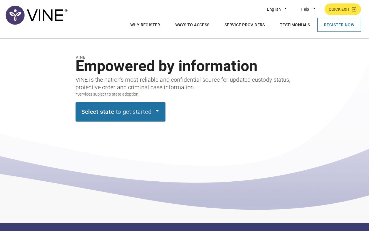 Legacy VINELink Texas screen for Delta County release notification history